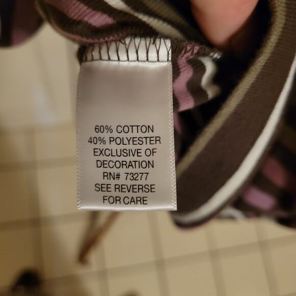 90s Croft & Barrow Striped Tweed Cotton Blend Snap Button Henley Top XL 3/4 Slee - Picture 7 of 8